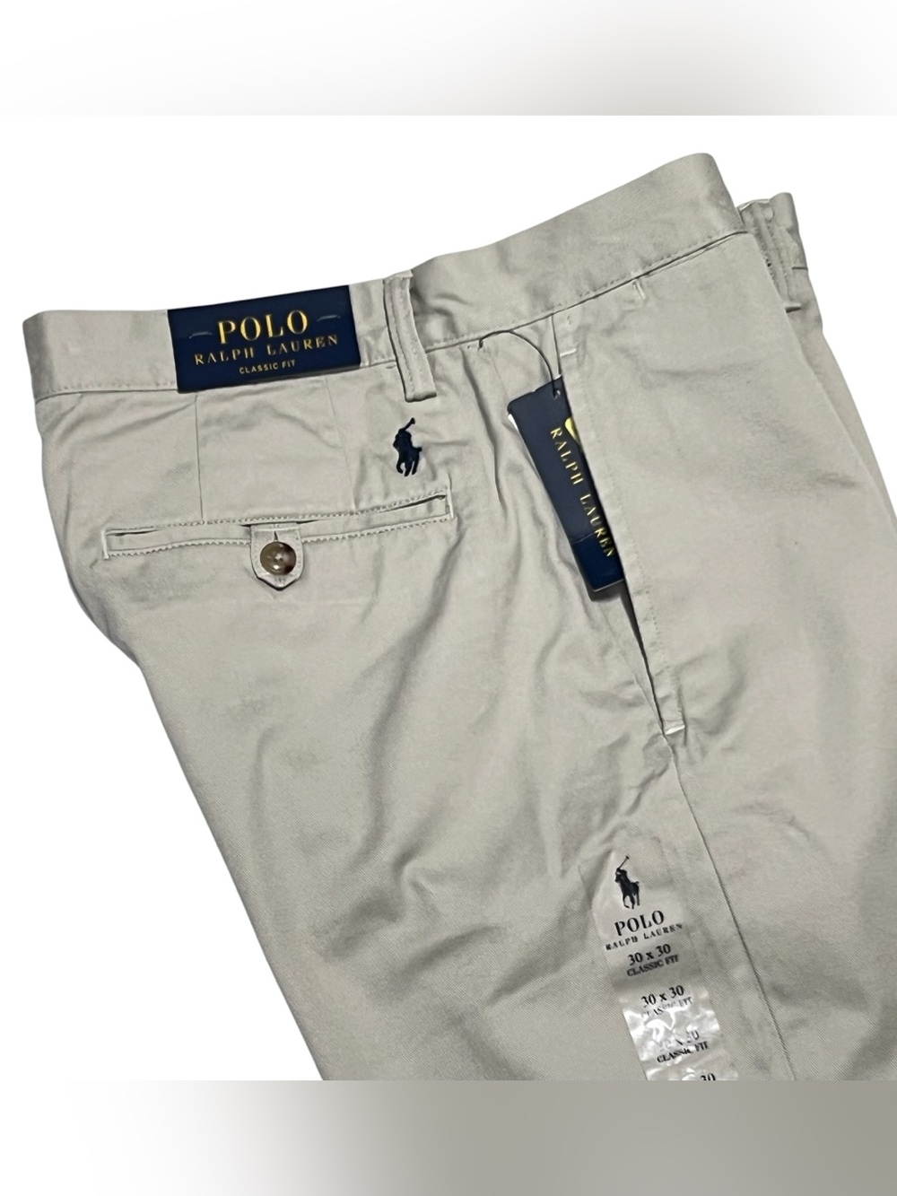 Polo Ralph Lauren Classic Fit Chino Pants 30 x 30 Beige Preppy Academia Flat Frt